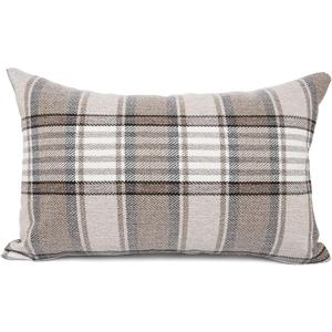 YOUR SMILE Retro Farmhouse Buffalo Tartan Chequer Stripe Plaid Cotton Linen Decorative Throw Pillow Case Cushion Cover Pillowcase for Sofa Outdoor Indoor (Brown, 12''x20'') (20" x 12" (Pack of 1))