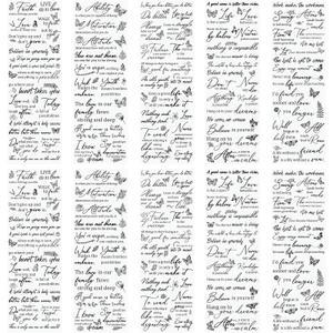 WANDIC 10 Sheets Rub On Transfer Stickers Butterfly Decals Black Inspiration Word Stickers Furniture Windows Craft Decals for Home Office,11.8 * 3.9in