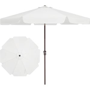 JEAREY 9 FT Patio Umbrella Outdoor, Table Umbrellas Market Umbrella w/Push Button Tilt/Crank, 8 Sturdy Ribs(Cream White)