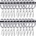 Hotop 60 Pieces 1.26 Inch Metal Drapery Curtain Rings Curtain Hanging Rings and 60 Pieces Metal Drapery Pin Hooks for Drapes Window Door Shower (Silver)