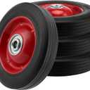 4 PCS 8 x 1.75 Inch Solid Rubber Tire, Black Red Solid Rubber Wheels with 1/2 Inch Axle, Hand Truck Replacement Wheels for Garden Carts, Wheelbarrows