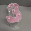4 x LED Marquee Numbers, Small Light Up Numbers for Party, 8.58 Inch Battery Powered Lighted Number for Birthday, Night Light, Table or Home Decor (Pink Glitter, Number 3)