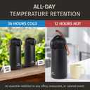 Thermal Coffee Carafe 102Oz w/Wood Trim, Keeps Coffee Hot for 12Hrs & Cold for 36Hrs-Premium Stainless Steel Carafe for Hot Liquids, Easy One-Handed Dispensing for Office, Home, Party, Durable Airpot