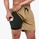 BRISIRA Mens Swim Trunks Swim Shorts Quick Dry 5 inch Inseam Beach Shorts with Compression Liner and Zipper Pocket, Size M