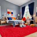 Pionblank 8x10 Rug for Living Room, Fuzzy Plush Large Area Rug, Fluffy Modern Shag Non Slip Soft Furry Carpet for Bedroom Kids Room Nursery Teens Dorm Home Decor, Red