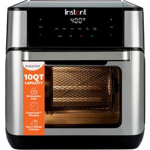 Instant Pot 10QT Air Fryer, 7-in-1 Functions with EvenCrisp Technology that Crisps, Broils, Bakes, Roasts, Dehydrates, Reheats & Rotisseries, Includes over 100 In-App Recipes, Stainless Steel