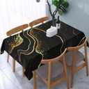 Black Gold Marble Texture Tablecloth, 54"x72" Rectangular, Modern Decorative Table Cover for Dining, Kitchen, Party Decorations