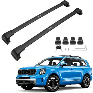 Powerty 300LBS Roof Rack Cross Bars for 2019-2026 Kia Telluride EX,S,SX,SX-Prestige with Flush Side Rails(Not for LX,X-Line,X-Pro), Lockable Aluminum Roof Rails Crossbars for Telluride Accessories