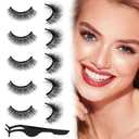 4 Pairs Long Self Adhesive Eyelashes, False Eyelashes Natural Look, Waterproof Lashes with Tweezers, Reusable Self Adhesive Eyelashes, Self Sticking No Glue Lashes for Women