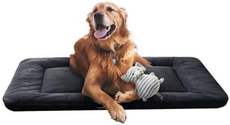 Ultra Soft Dog Bed & Kennel Pad for Large Dogs - Washable & Anti-Slip, Fits Metal Crates, Cozy Sleeping Mat, Dark Gray, 42 inch