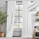 Luxury White Linen Curtains Blackout Country Rustic Farmhouse Style Drapes for Living Room Bedroom 2 Panel Burg Thick Linen Lightweight Curtains Light Blocking Thermal Dining Room 86 Inches Long