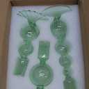 Hewory Glass Candlestick Holders Set: 3PCS Green Candle Holder Taper Candle Holders Bulk, Crystal Ribbed Candle Sticks Holder Decor for Table Centerpiece Wedding Christmas Thanksgiving Dinner