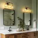 Black and Gold Bathroom Vanity Light 3-Lights Bathroom Light Fixtures Over Mirror with Clear Glass Shade 22.4 inch Wall Sconce Lighting Bath(Exclude E26 Bulb)