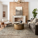 Loloi Layla Collection LAY-03 Olive/Charcoal 7'-6" x 9'-6" .13" Thick Area Rug, Soft, Durable, Vintage Inspired, Distressed, Low Pile, Non-Shedding, Easy Clean, Printed, Living Room Rug