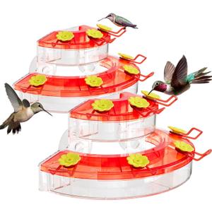 Birdream 2 Pack Window Hummingbird Feeders for Outdoors, with Strong Suction Cups & 7 Feeding Ports, Easy to Refill and Maintain, Gift for Bird Lover, Plastic Bird Feeder, 10oz Per Pack - Red