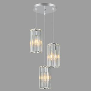 Chrome Pendant Lighting Modern Pendant Light, Mini Crystal Chandeliers,Adjustable Pendant Light Fixture for Kitchen Island Dinning Room Corridor Bedroom(Chrome 3-Light)