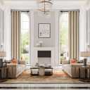 MASWOND Extra Long Velvet Curtains 14ft Length - Super Soft Thermal Insulated Grommet Large Window Drapes for High Ceiling Living Room Bedroom (52" W x 168" L, Beige, Cream, 1 Panel)