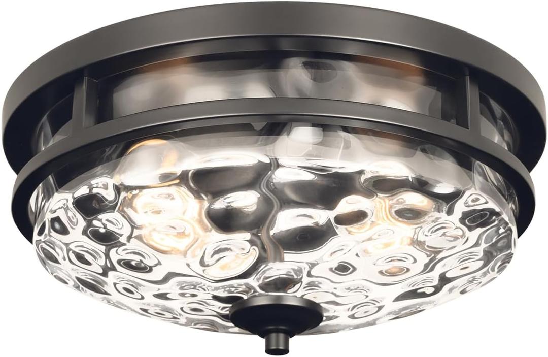 Flush Mount Ceiling Lights, 2-Light Farmhouse Close to Ceiling Light, Industrial Ceiling Lighting Fixture for Kitchen Hallway Bedroom Living Room Stairways Porch (Black)