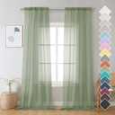 OVZME 2 Pieces Bedroom Curtains 96" Length for Farmhouse, Voile Drapes Light Airy Window Decor for Patio Door Living Room Bedroom Dining, Sage Green, Each W42 X L96 inches, 1 Pair