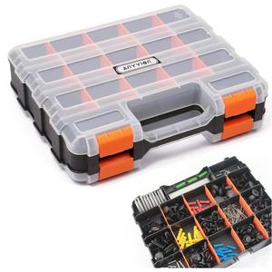 Anyyion Small Parts Organizer, 34-Compartments Double Side parts organizer with Removable Dividers for Hardware, Screws, Bolts, Nails, Beads, Jewelry.