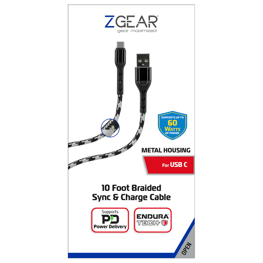  Adaptive Fast Charger Wall Charger, 10 Foot Braided Sync