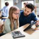 Desk Calculator 12 Digit Extra Large LCD Display, Touch Comfortable with Big Buttons, PXY Two Way Power Battery and Solar Standard Function Office Calculators