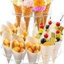 Acrylic Ice Cream Cone Holder, 2-Tier Stand with 24 Holes for Waffle Cone Displaying