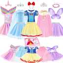EULRGAUS Princess Dress Up, Toddler Dress Up with Princess Costumes and Toys, Butterfly & Unicorn Dress with Fairy Wings, Pretend Play for Toddlers 36, Halloween Christmas Birthday Gift for Kids