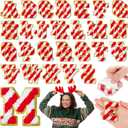 WILLBOND 52 Pcs Christmas Alphabet Patches 2.2 Inch Self Adhesive Letter Patches Red and White Embroidered Applique Alphabet Chenille Stickers DIY Personalized Name Tags for Clothes Bags Stockings
