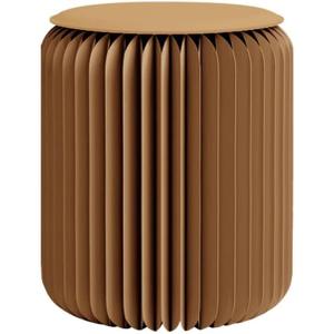 Home Furniture Modern Design Accordion Portable Folding Paper Stool Kraft Paper Relaxing Multifunction Round Foot Stool Side table-Fashion Paper Design Ideal for School Living Dining Room (Brown)