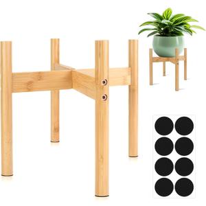 RETON Wood Plant Stand Indoor, Mid Century Modern Indoor Plant Stand, Wooden Plant Holder, Modern Bamboo Flower Pot Stand for Indoor, Outdoor, Garden, Yard, Office (9.9in, Medium)