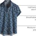 Mens Hawaiian Shirt Short Sleeve Button Down Cotton Floral Shirts Casual Tropical Beach Summer Shirts (Blue, XXXL)