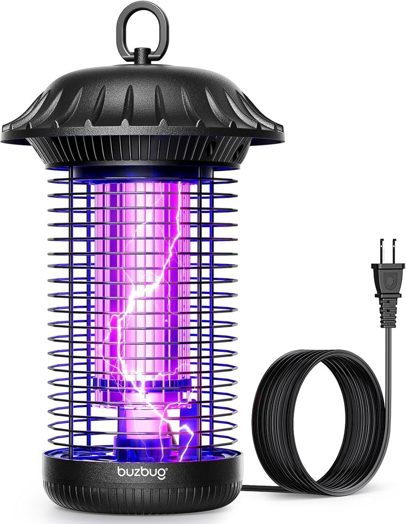 Buzbug LED Bug Zapper Indoor Outdoor, 10 Years Lifespan, 6.5ft Power Cord, IPX4 Waterproof, High-Voltage, Mosquito Zapper, Fly Trap Mosquito Trap, Fly Killer Fly Zapper -MO008C (New Black)