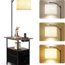 PESRAE Floor Lamp with Table & 2 Drawers, End Table with 3 Color Temperature Reading Light, Side Table Lamp with USB & Type C & AC Charging Port for Bedoom, Home Office (Natural Wood)