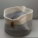 COMFYHOMI XXXL Large Laundry Basket, Cotton Rope Nursery Woven Basket for Storage, Blanket Baskets Living Room Laundry Hamper, Dog Toy Storage Organizer, Home Decor21''x21''x13.6''White and Grey