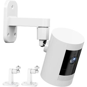 2 Pack Ring Camera Mount: 360 Degree Adjustable Wall Mount for Stick Up Cam Battery/Outdoor Cam Plus, 2 Ways Installation - Strong Adhesive & Screw, Fit for Viewing Angle(White)