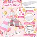 Windyun 4 Pack Kids Sleepover Teepee Tent Set Air Mattresses,Pink White | Girls Slumber Party Tents with Fitted Sheets, Blankets, Star Lights, Trays for Pajama Birthday Party Movie Nights, Approximately 1.6 m/ 5.25 ft long