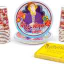 Silver Buffalo Golden Ticket Willy Wonka and the Chocolate Factory Themed Party Pack Set, 60 Piece
