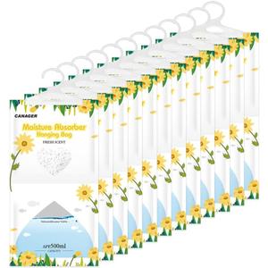 CANAGER Moisture Absorber -3 Pack, Fresh Scent Hanging Humidity Bag, Home, Car, and Closet Dehumidifiers(12.5OZ) (Orange)