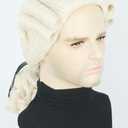 Washington Colonial Wig - 18th Century Historical Men's Wigs for Halloween Beige Judge Powder Wig