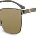 Santorini Unisex Sunglasses Wide Fit Metal Frame, Polycarbonate (PC) Lenses, UV400 & Blue Light Protection