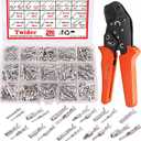 Twidec/290PCS Car Electrical Wire Terminal Pins Connector 1/1.5/1.8/2.2/2.8/3.5mm 21Type Auto Electric Connector Pins Terminal Non-Insulated Plug Removal Male Female Crimp Pins with Crimping Pliers
