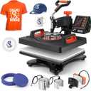 PioneerWorks Heat Press Machine 12 X 15 inch 6 in 1, 360 Swing Away Shirt Printing Heat Transfer Machine, Digital Industrial-Quality Shirt Pressing Machine for Shirt, Hat, Mug, Plate (Orange)