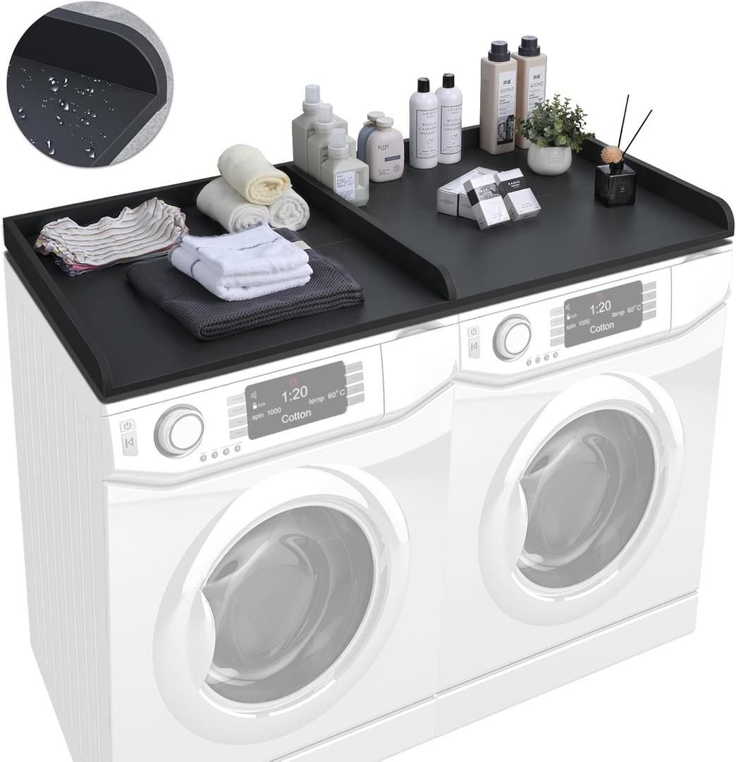 Washer Dryer Countertop with Edge, 54" x 27.5" Laundry Topper for Laundry Room Organization, Laundry Countertop Over Washer and Dryer, Counter Table Top for Washer and Dryer, Black
