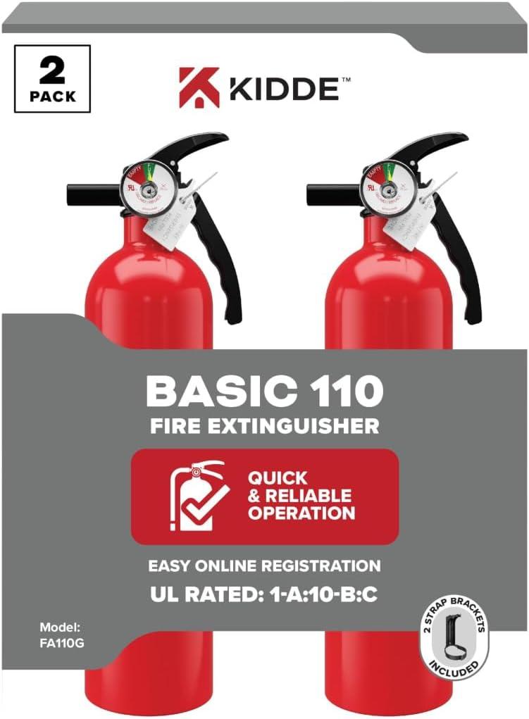 Kidde Multi Purpose Fire Extinguisher for Home, Office, Dorm, Residential, 1A10BC, 2 Pack