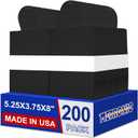 METRONIC 200 Pack Black Paper Bags 5.25x3.75x8 inch,Small Kraft Bulk Gift Bag with Handles Recycled for Retail Birthday Party Favors Shopping Goody Grocery Business