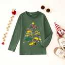 GLIGLITTR Toddler Boy Merry Christmas Shirts Construction Vehicle Truck Xmas Tree Long Sleeve Shirt Tops Kids Holiday Outfits