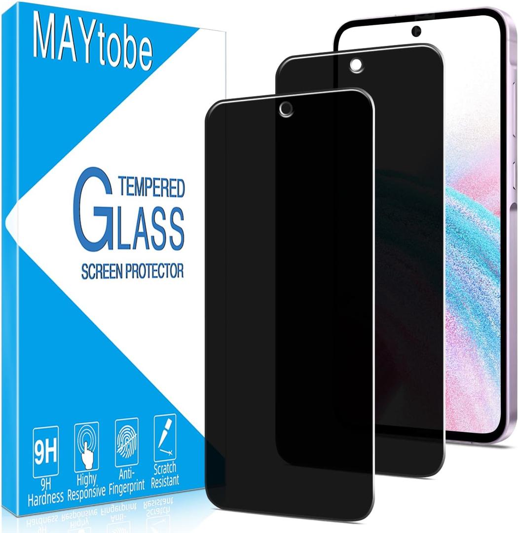 MAYtobe [2-Pack Privacy Screen Protector Designed for Samsung Galaxy A35 5G Tempered Glass, No Bubbles, Anti Scratch, Easy to Install (Black)