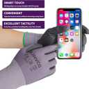 12 Pairs Work Gloves MicroFoam Nitrile Coated Safety Gloves, Dotted for Non-Slip Grip, Touchscreen, Ideal for Warehouse Package Handling, Construction, Gardening, Gray Large Work Gloves for Men