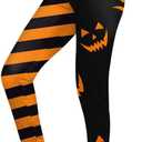 For G and PL Women's Halloween Costume Print Stretchy Leggings (Black, S)